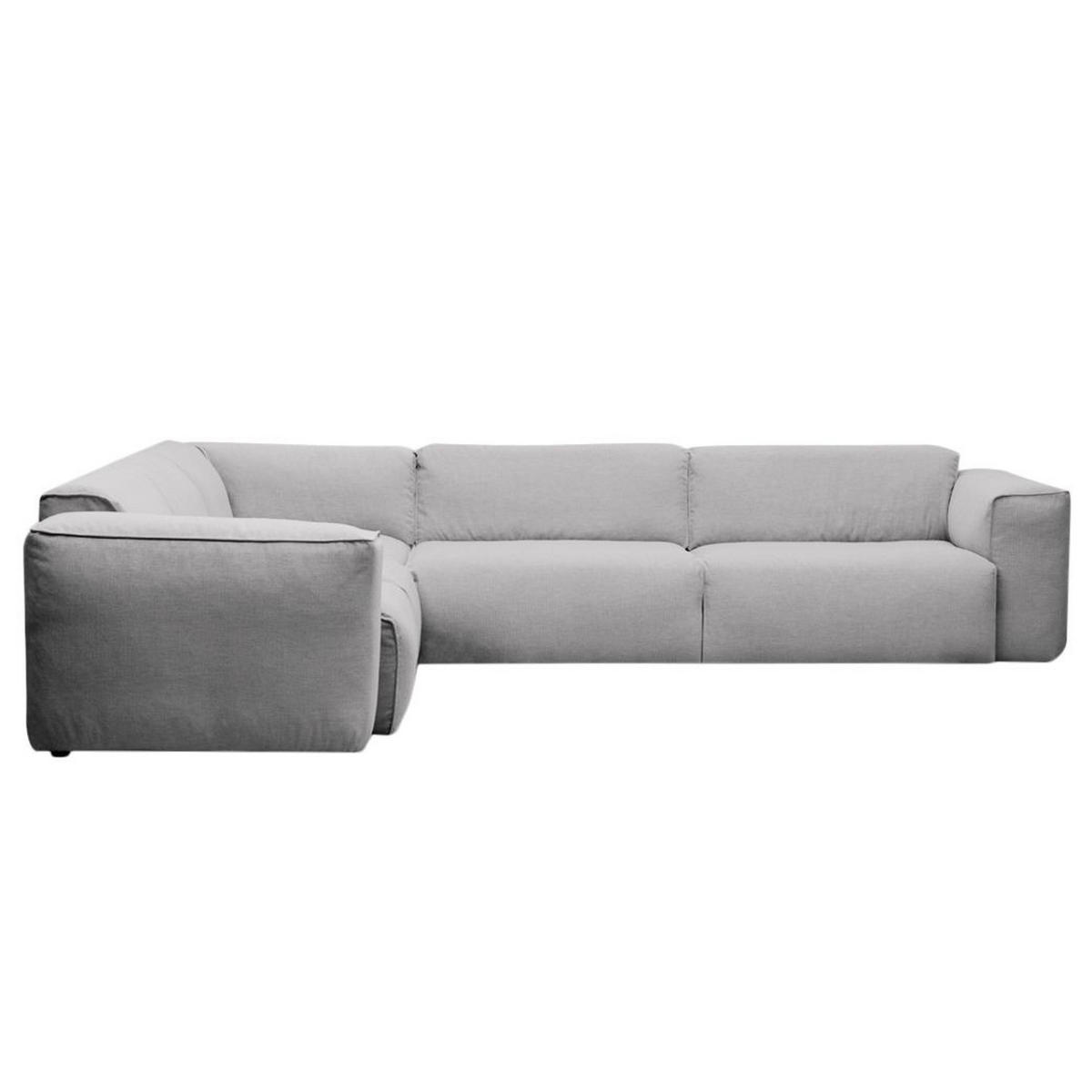 ECKSOFA mit Rundecke - Hellgrau/Schwarz, Kunststoff/Textil (325/260cm) - home24