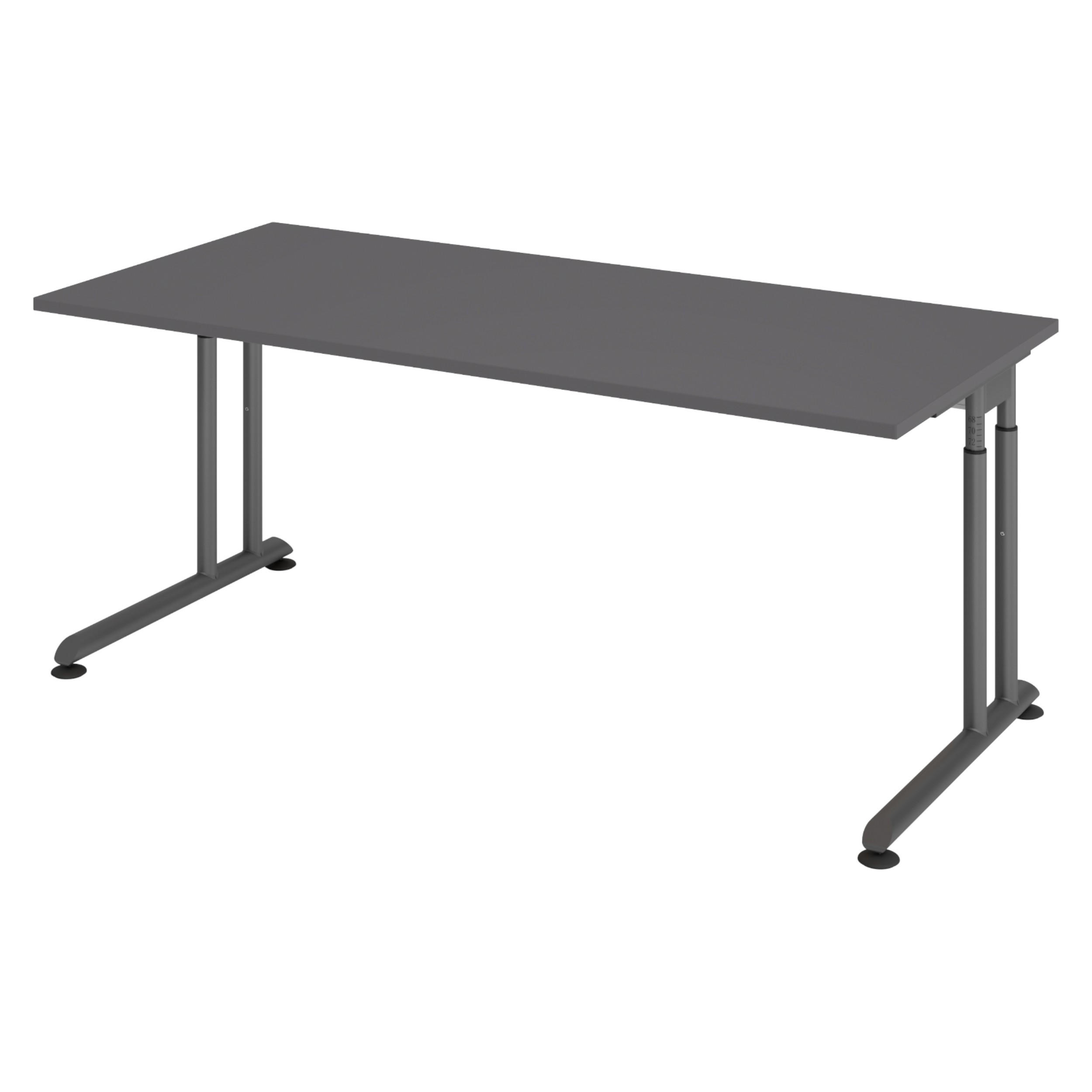 SCHREIBTISCH Serie-Z 80/180/74 cm in Graphitfarben/Graphitfarben - Graphitfarben, Holzwerkstoff (80/180/74cm) - bümö