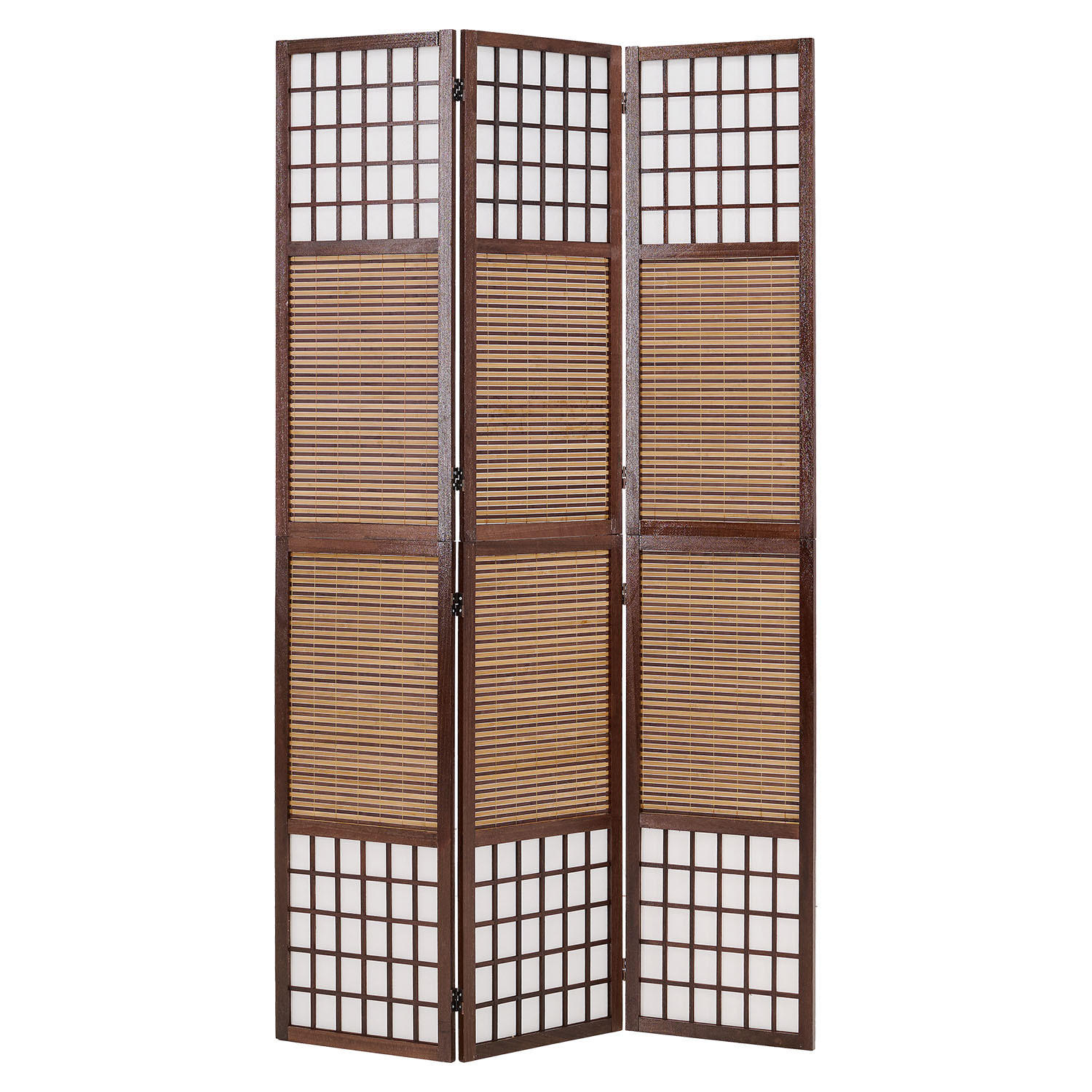 PARAVENT 3-tlg. 120/200 cm Braun Bambusstreben - Braun, Holz (120/200/2cm) - Homestyle4u