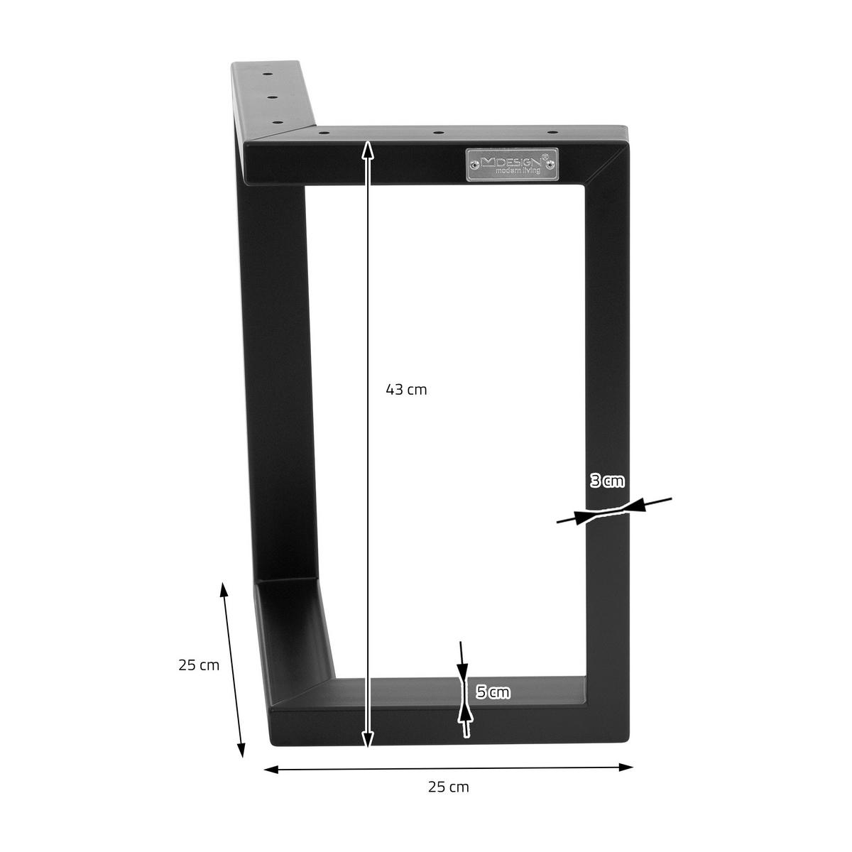 TISCHBEINE 2er Set ARROW 25x43 cm Schwarz - Schwarz, Metall (5/43/25cm) - ML-DESIGN