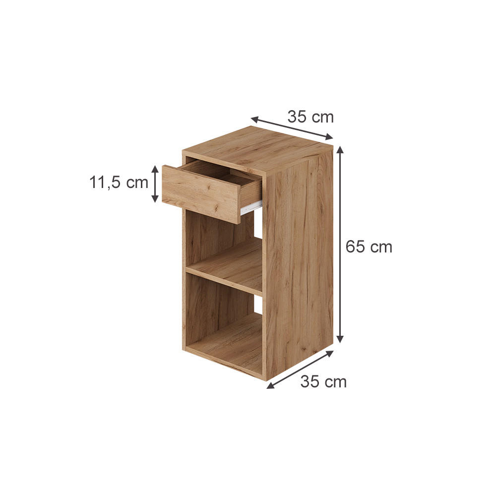 NACHTTISCH Dany Goldkraft Eiche 2er Set - Honigeiche, Holzwerkstoff (35/65/35cm) - Vicco