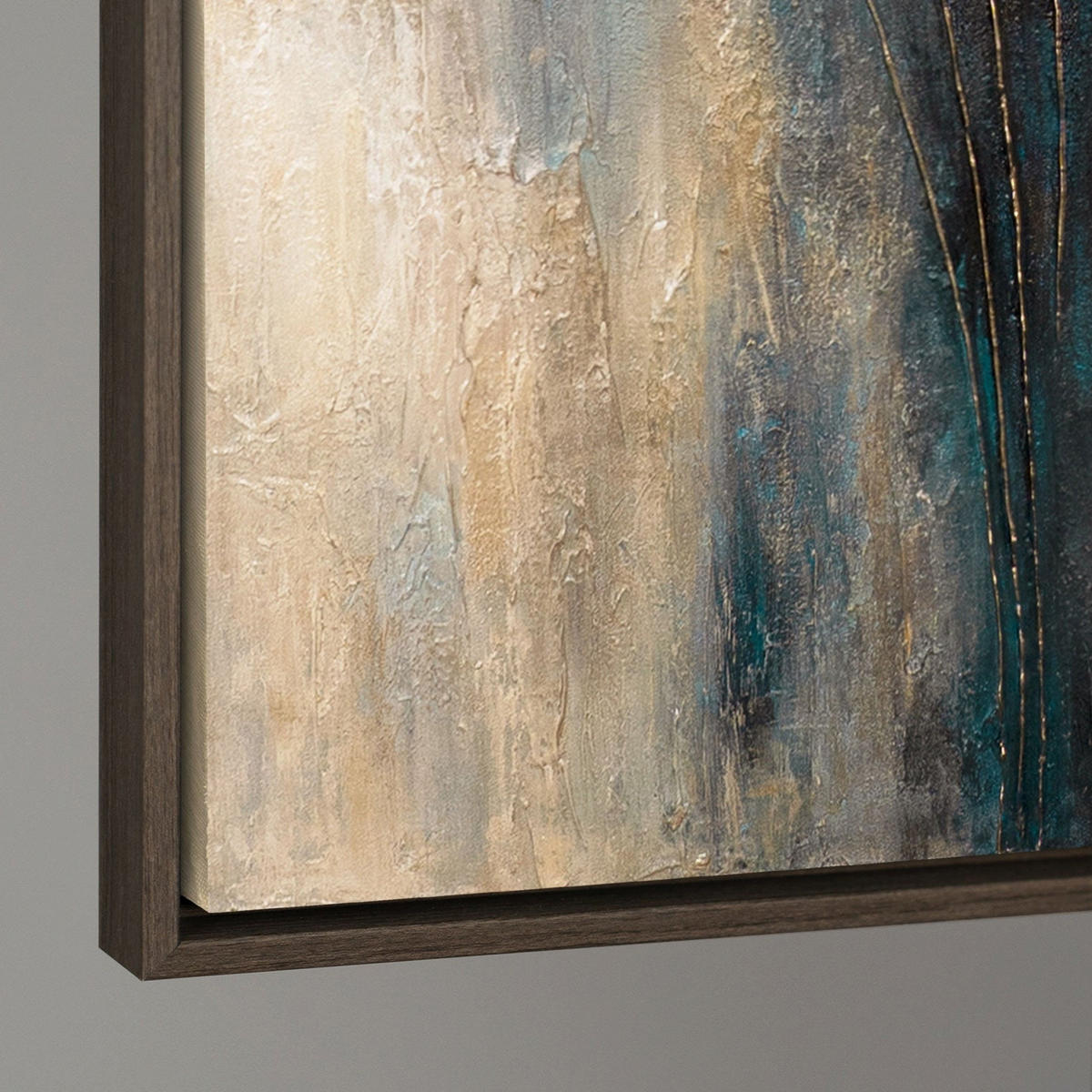 GEMÄLDE Wind und Gold Schattenfugenrahmen Grau 120x80 cm - Grau, Holz (120/80cm) - YS-art gallery