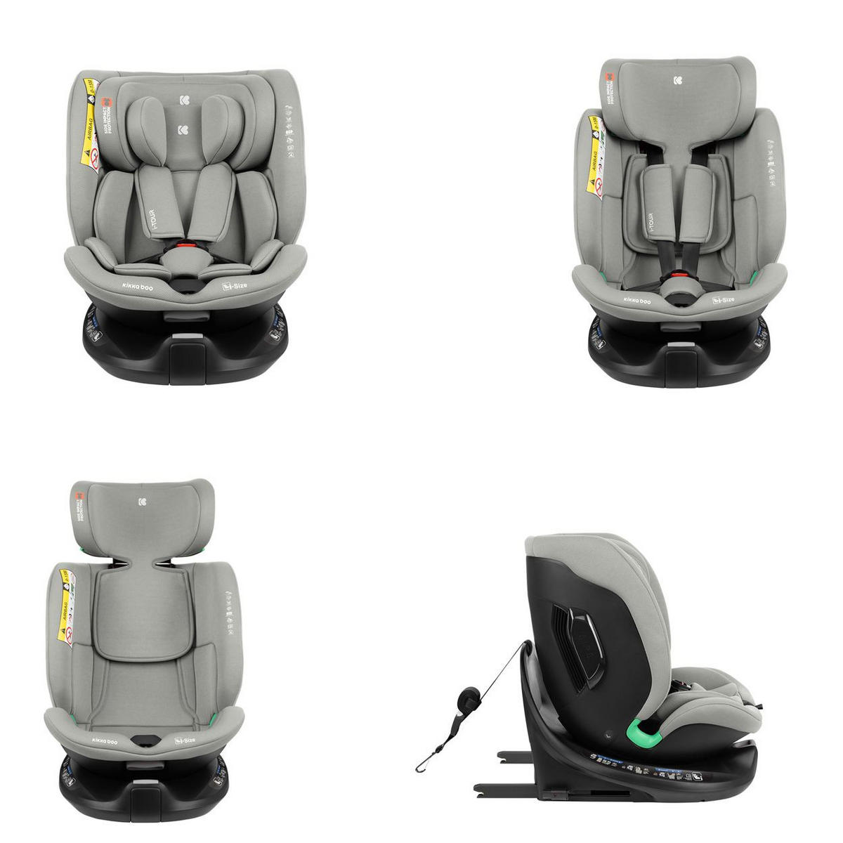 KINDERSITZ i-Tour i-Size hellgrau (40-150 cm) Gruppe 0+/1/2/3, Isofix, drehbar - Hellgrau/Grau, Kunststoff (44/56/50cm) - Kikka boo