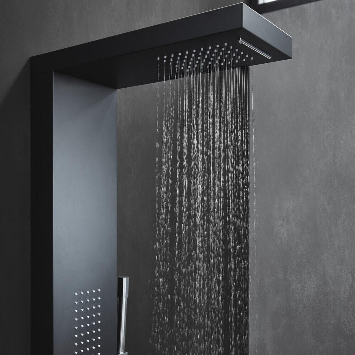 DUSCHPANEEL mit Regendusche CASCATA – Schwarz - Schwarz, Metall (20/142/50.5cm) - Home Deluxe