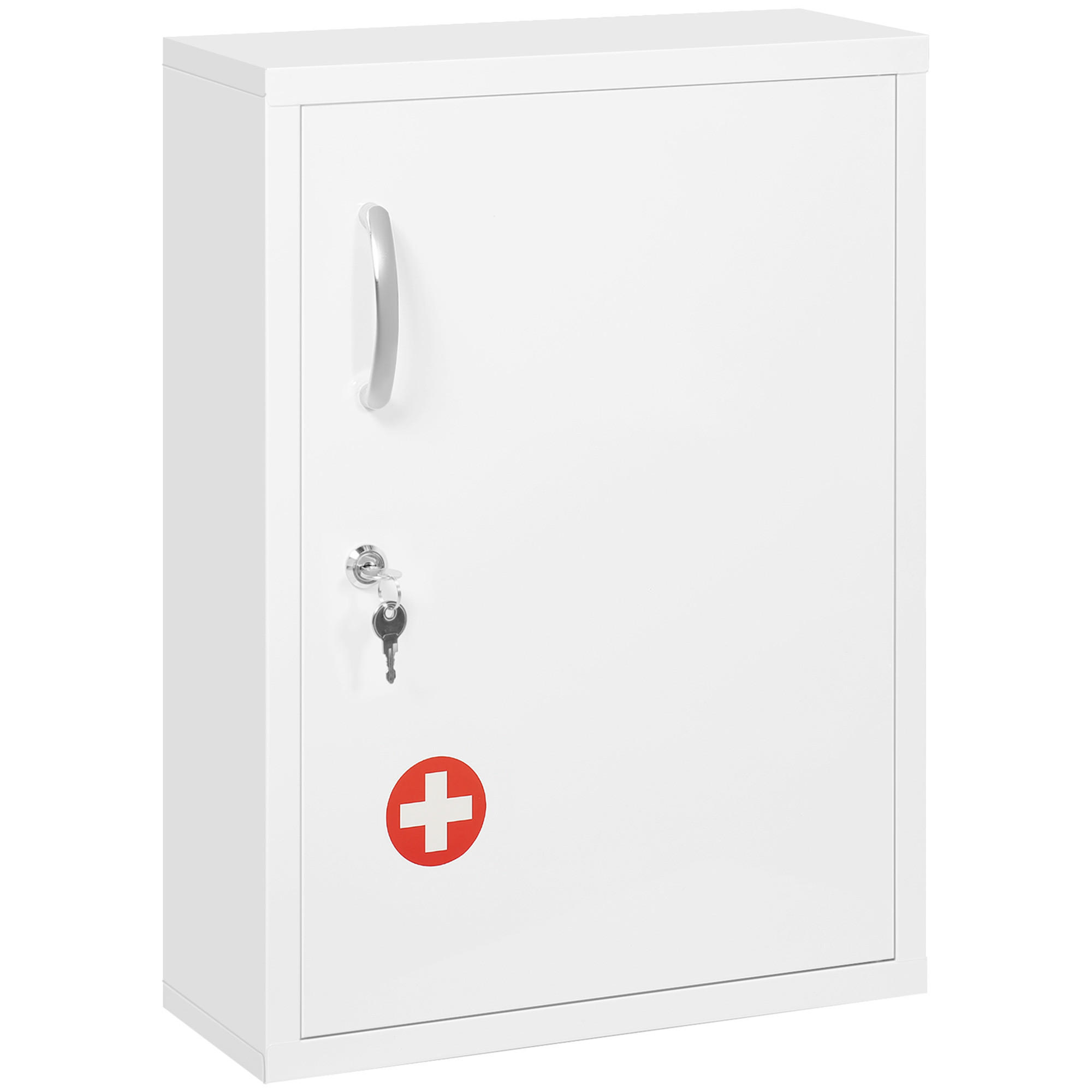 MEDIZINSCHRANK, mit 3 Fächern, Erste Hilfe, mit 2 Schlüsseln, Stahl, Weiß - Weiß, Metall (15/53.5/40cm) - Kleankin