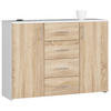 KOMMODE Weiß, Sonoma Eiche 110x35x80 cm - Silberfarben/Weiß, Holzwerkstoff/Kunststoff (110/80/35cm) - Akord