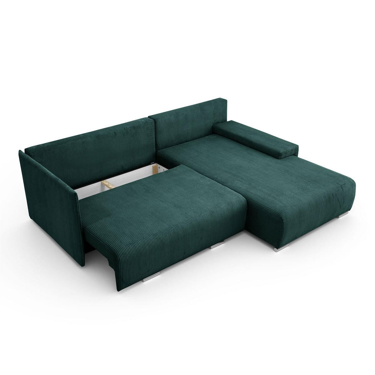 ECKSOFA LAVIO L mit Schlaffunktion und Bettzeugkasten Rechte - Grün, Textil (246/188cm) - Lookway