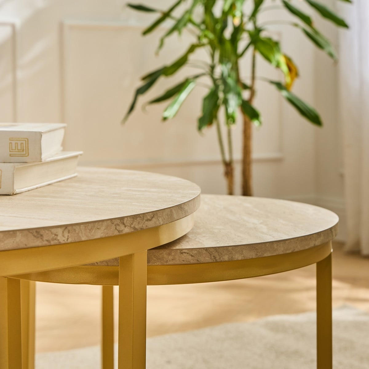 BEISTELLTISCHEN (Set aus 2) 70/70/45,5 cm - Beige, Holzwerkstoff (70/70/45.5cm) - Calicosy