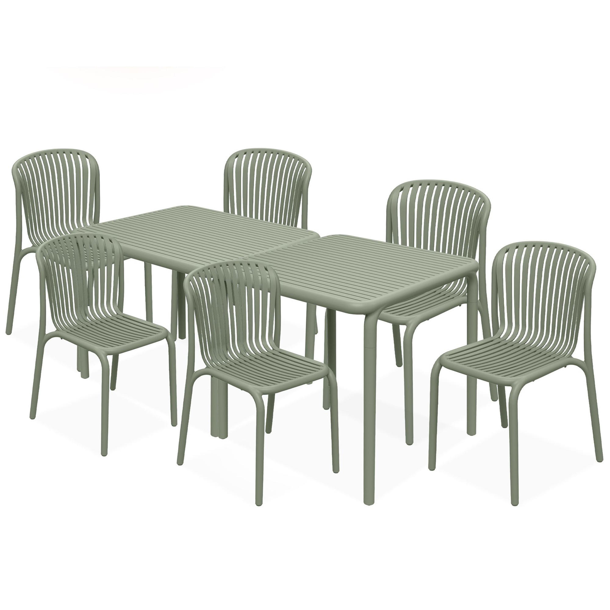 GARTEN ESSGRUPPE FICCARI, Gartenmöbel-Set 8-tlg, Olive - Olivgrün, Kunststoff - KONSIMO®