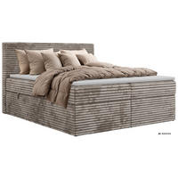 KONTINENTÁLNÍ POSTEL TILION 140/200 - Světle hnědá Manšestr - Topper T25 - H4 - černá/světle hnědá, textil/plast (140/200cm) - MKS
