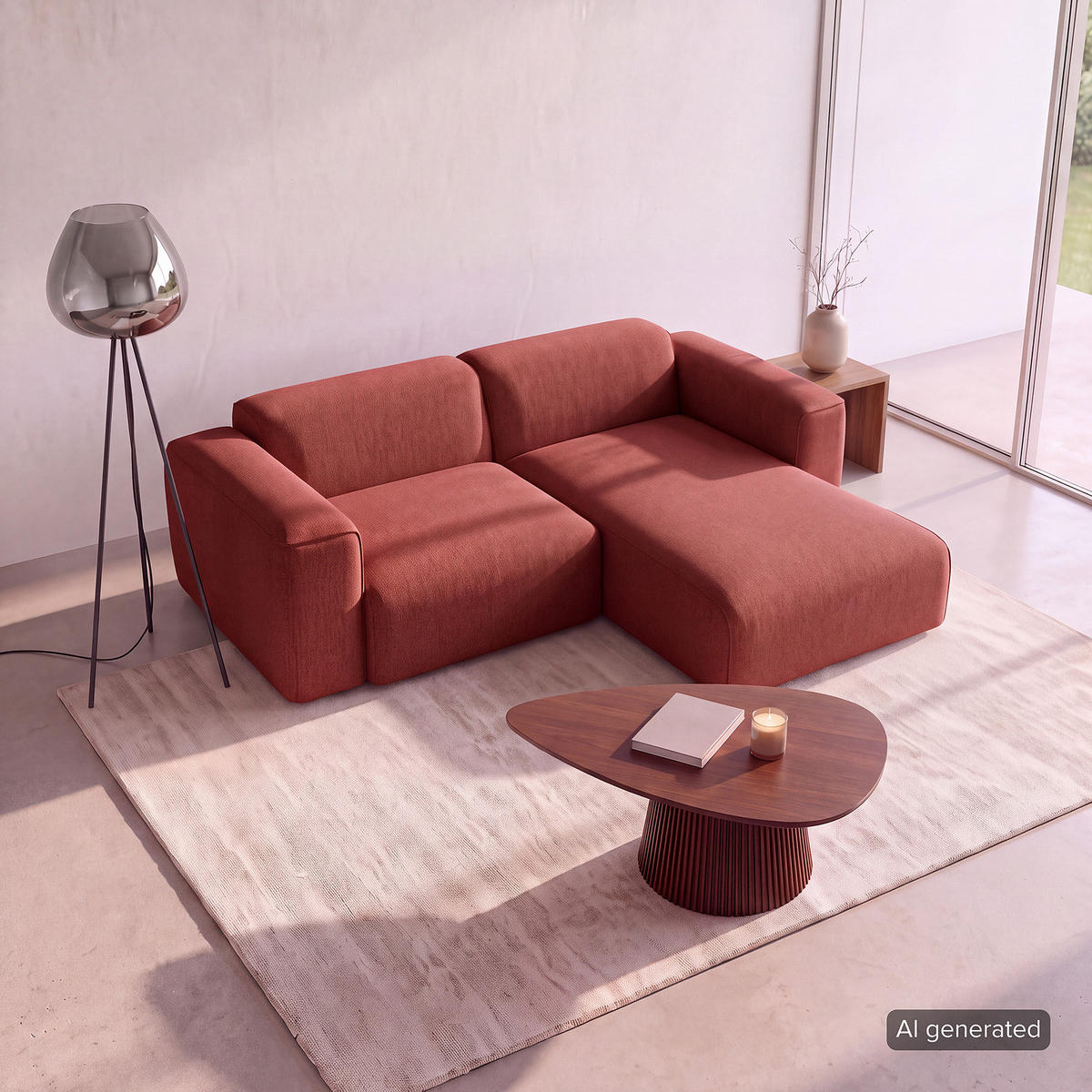 1,5-SITZER ECKSOFA mit Longchair - Rot/Schwarz, Kunststoff/Textil (260/173cm) - home24