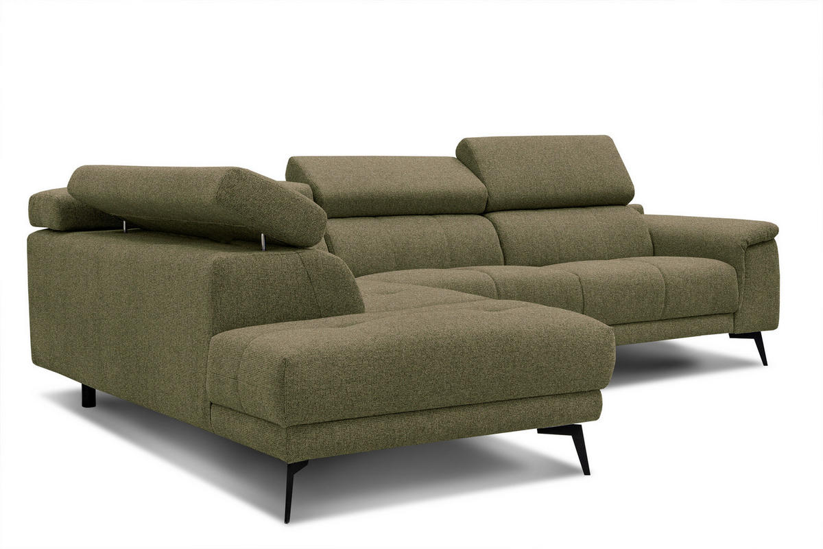 ECKSOFA FIERO 5-Sitzer, olivgrün - Schwarz/Olivgrün, Holzwerkstoff/Textil (158/269cm) - Courtois Laville