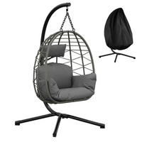 HÄNGESESSEL mit Gestell Grau bis 150 kg belastbar - Grau, Naturmaterialien (59.5/1.5/115cm)