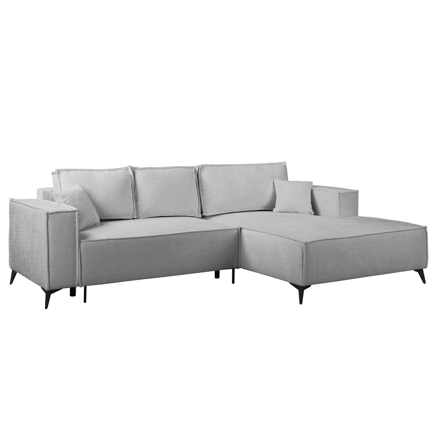 ECKSOFA mit Schlaffunktion - Schwarz/Grau, Textil (294/185cm) - home24