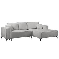 ECKSOFA mit Schlaffunktion - Schwarz/Grau, Textil (294/185cm) - home24