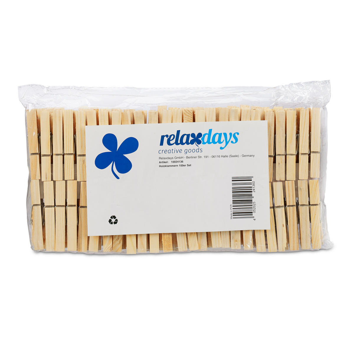 100XWÄSCHEKLAMMERN - Hellbraun, Holz/Metall (7/1.4/1cm) - Relaxdays