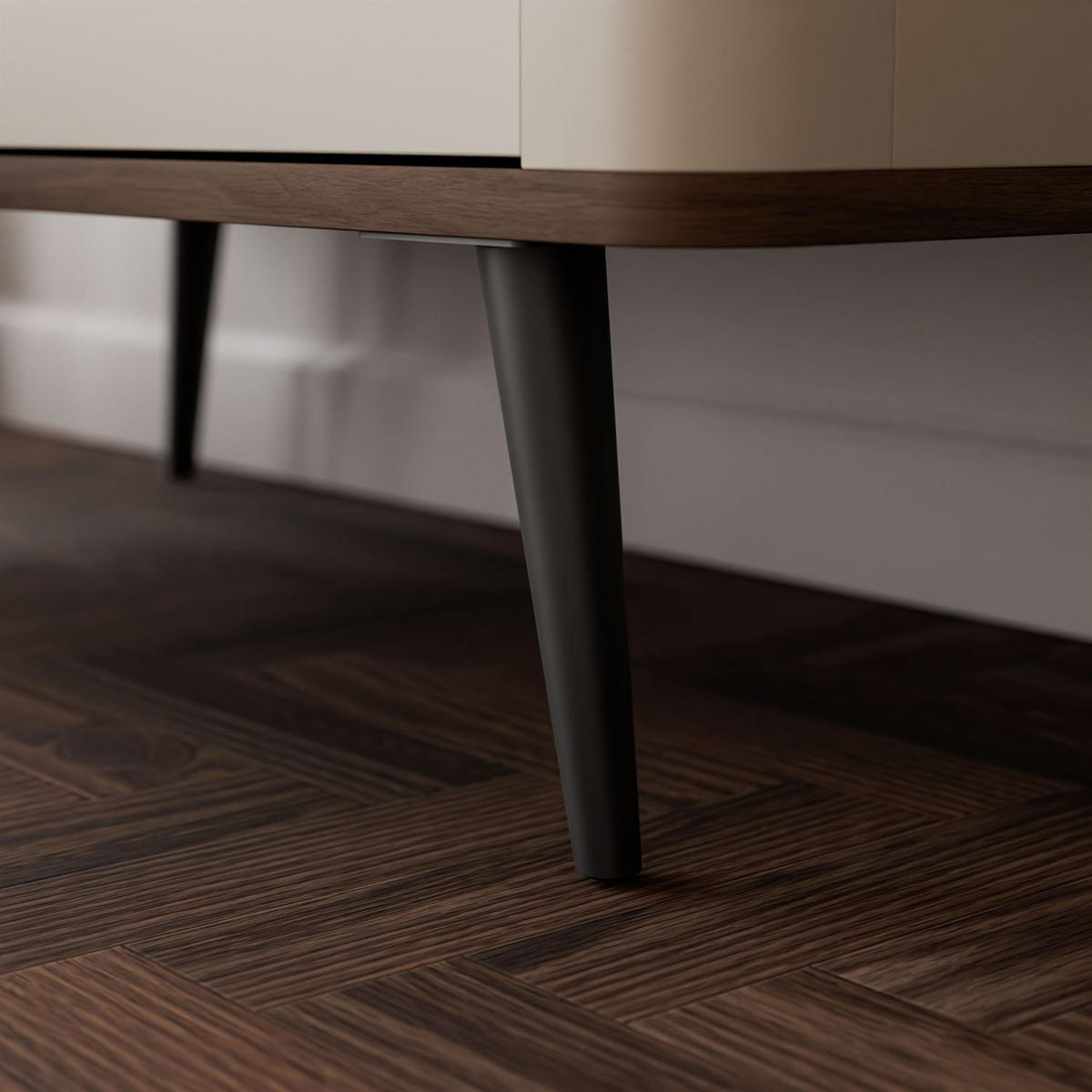 KOMMODE für das Wohnzimmer AUTUMN 3S auf hohen Beinen, Kaschmir / Nussbaum - Beige/Braun, Holzwerkstoff (90/82/40cm) - Lookway