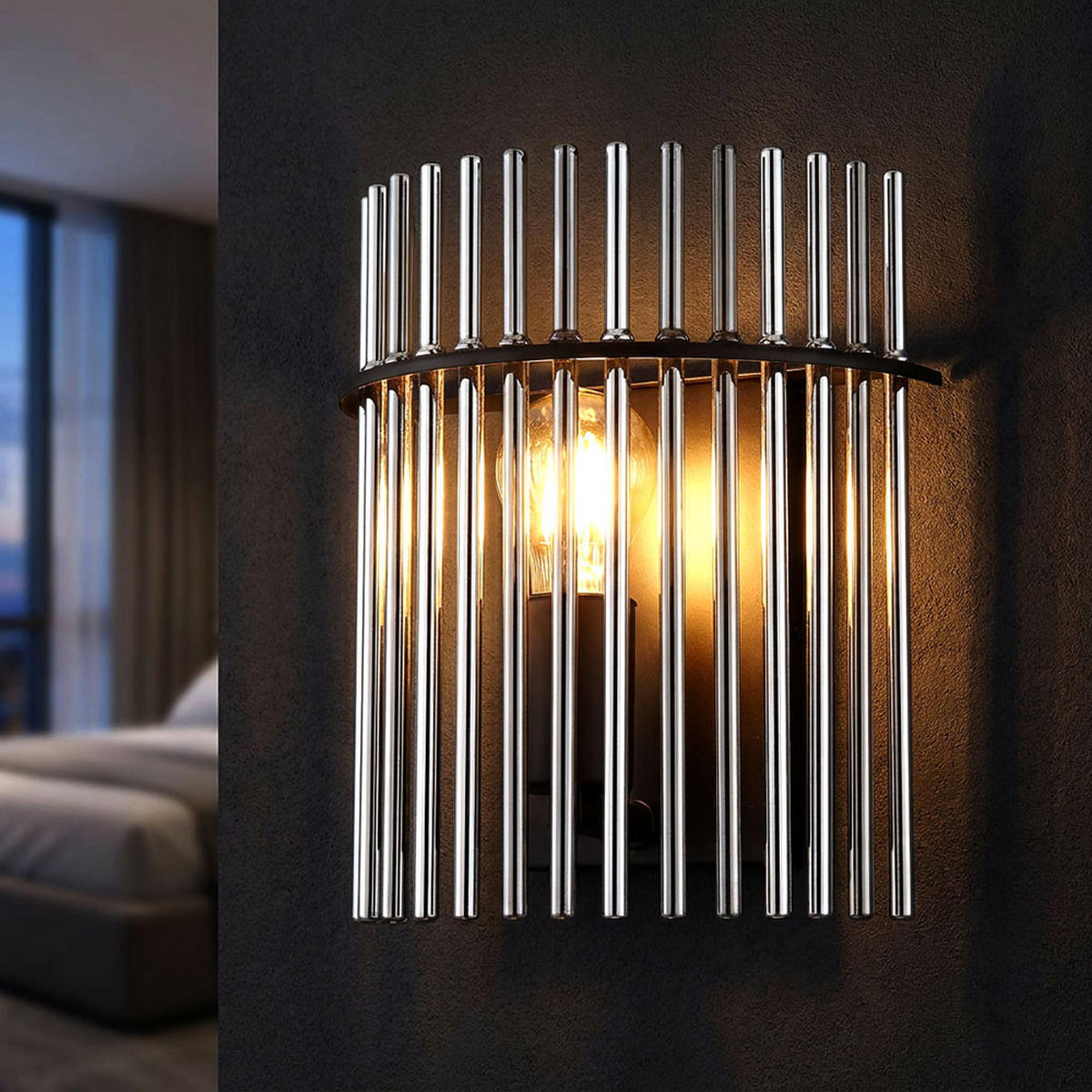 LED WANDLEUCHTE Metall Grau Rauchfarben - Grau, Glas (25/26/12.5cm) - Globo Lighting
