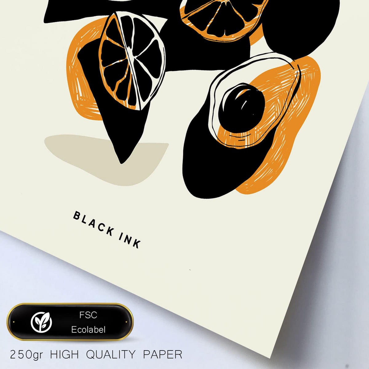 POSTER Set Mit 6 Schwarzer Tintensnack Größe A3 & A4 Schwarzer Rahmen - Schwarz, Papier (29.7/1cm) - Nacnic