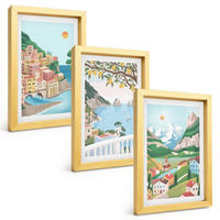 BILDER SET 3er Set - 20x30 cm Goldrahmen - Pastellfarbene Küstenansichten - Goldfarben, Kunststoff (20/30cm) - TULUP