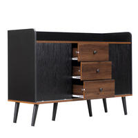 SIDEBOARD 117,5/40/80 cm in Schwarz/Holzfarben mit 3 Schubladen und Schiebetüren - Schwarz, Holzwerkstoff (117/80/40cm) - Flora Grace