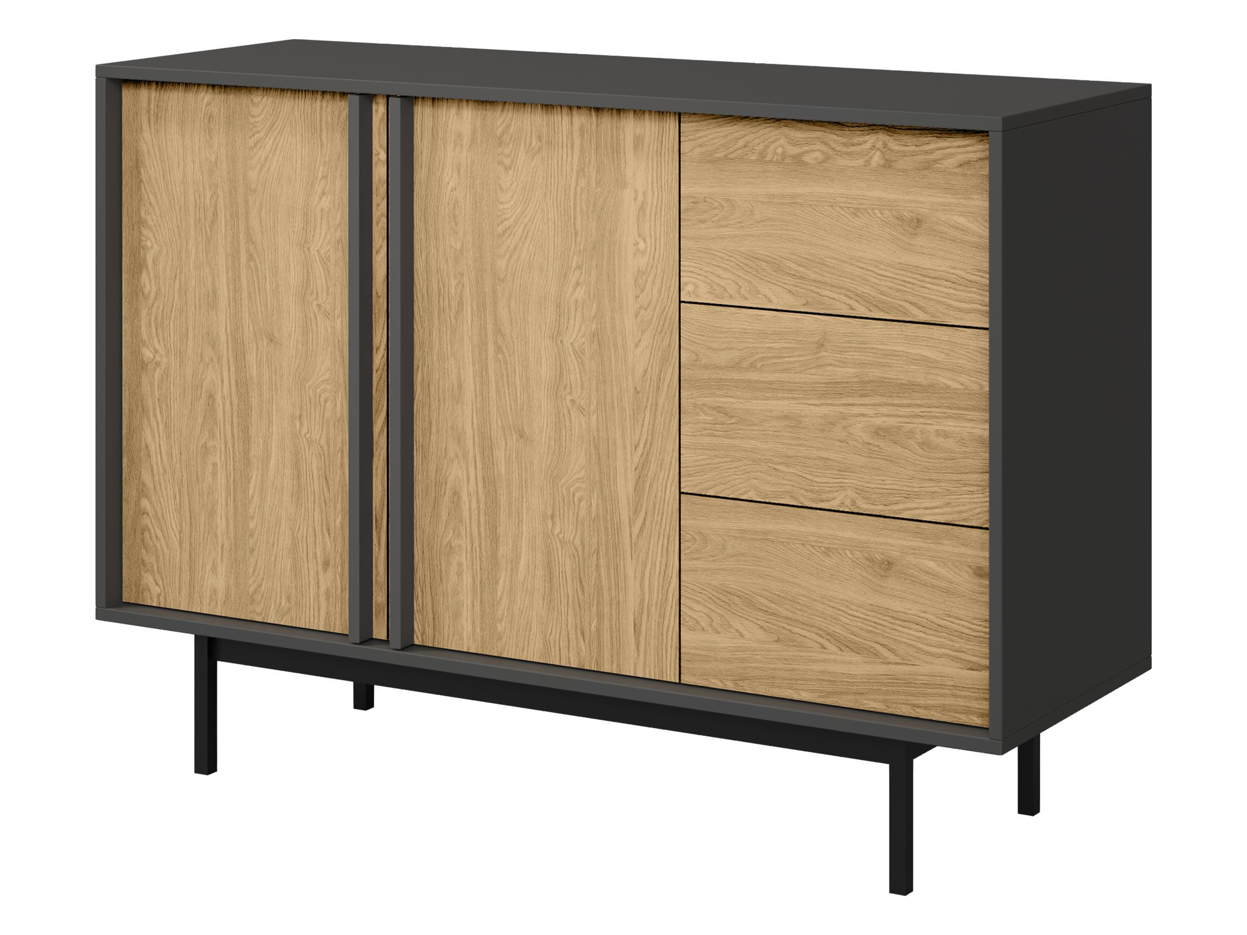 KOMMODE Alsy 3S2D AL07 - Eichefarben/Anthrazit, Holzwerkstoff/Kunststoff (123/87/43cm) - MIRJAN24