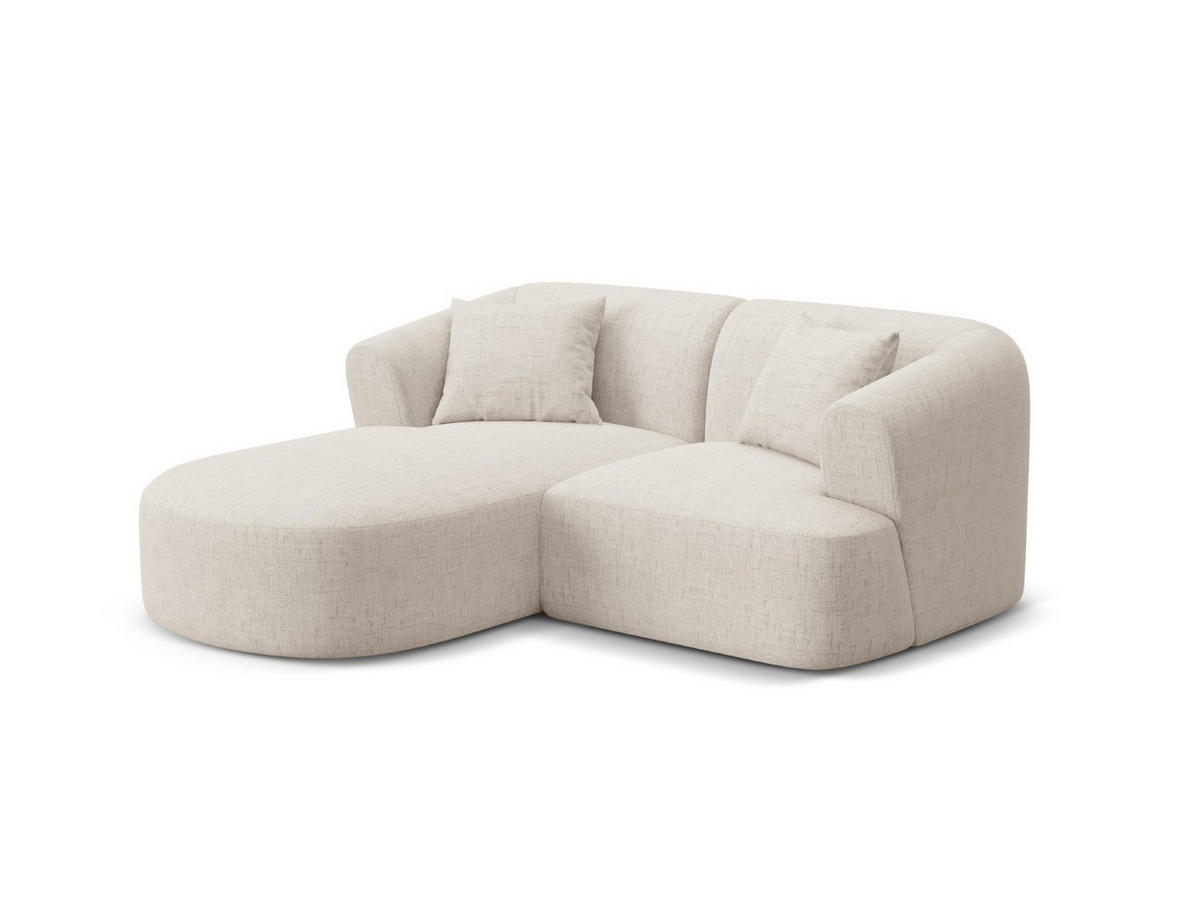 MODULARES-ECKSOFA links Campi aus strukturiertem Stoff leichtes beige 3 Sitzplätze - Creme, Textil (156/180cm) - Cosmopolitan Design