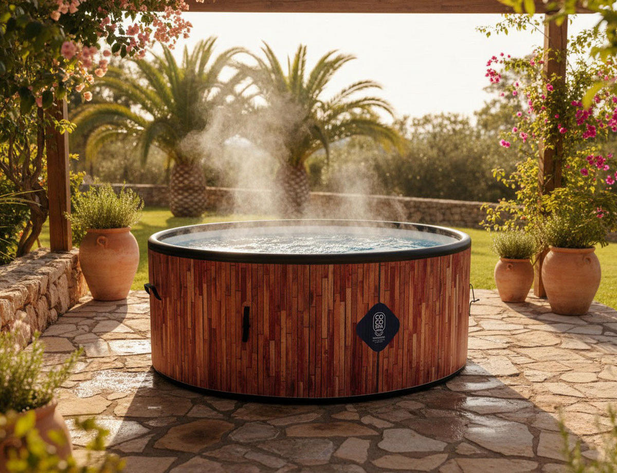 WHIRLPOOL Aufblasbar Exotik 180 cm - Durchmesser 1100 Liter - Motor 2240 W - Für bis zu 6 Personen - Braun, Kunststoff (180/70/70cm) - COCO SPA