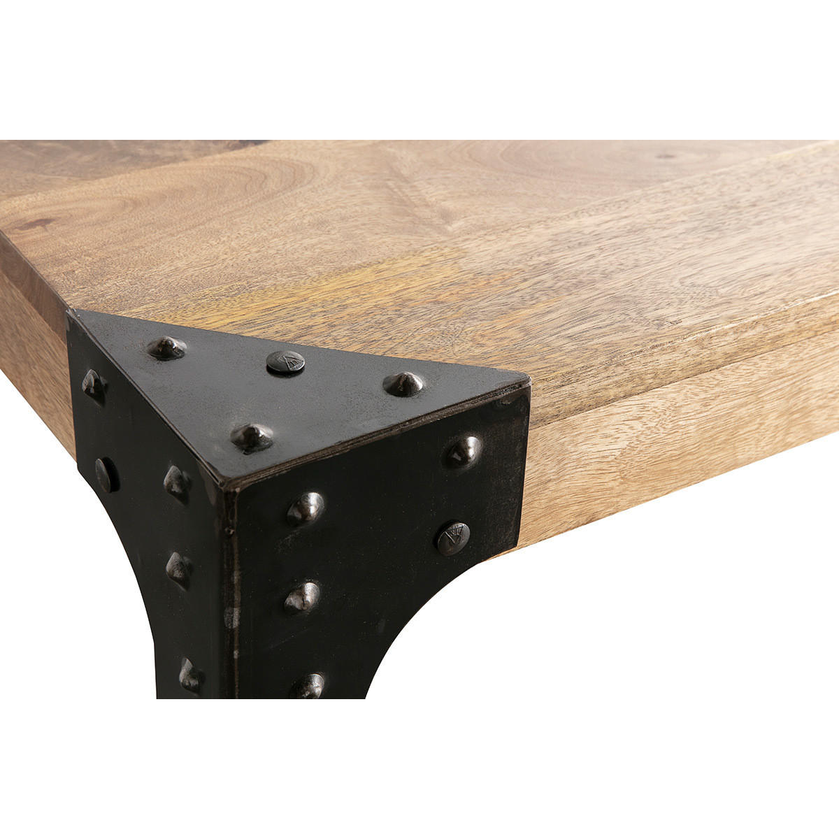 ESSTISCH Industriell Stahl Holz L80 MADISON - Dunkelbraun, Holz (80/80/76cm) - Miliboo