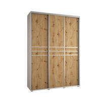 SCHWEBETÜRENSCHRANK 235,2/180/45 3-türig - Silberfarben/Eiche Artisan, Holz/Metall (180/235/45cm) - Abiks Möbel