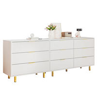 KOMODA 200/40/72 cm bijela i zlatna od MDF-a s 9 ladica i modularnim rasporedom - bijela, drvni materijal (200/72/40cm) - OKWISH