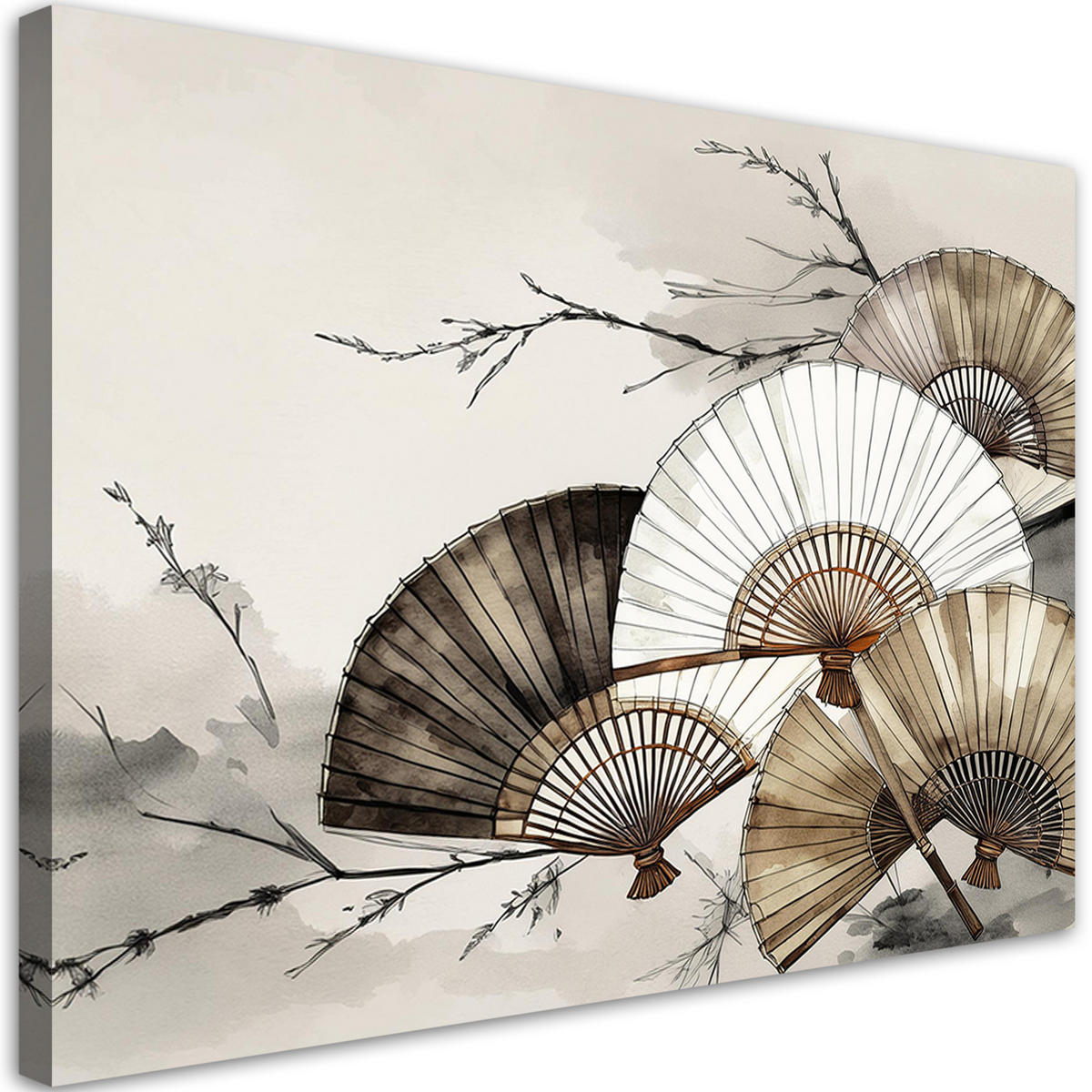 WANDBILD japanische fächer - Beige, Textil (60/40cm) - Feeby