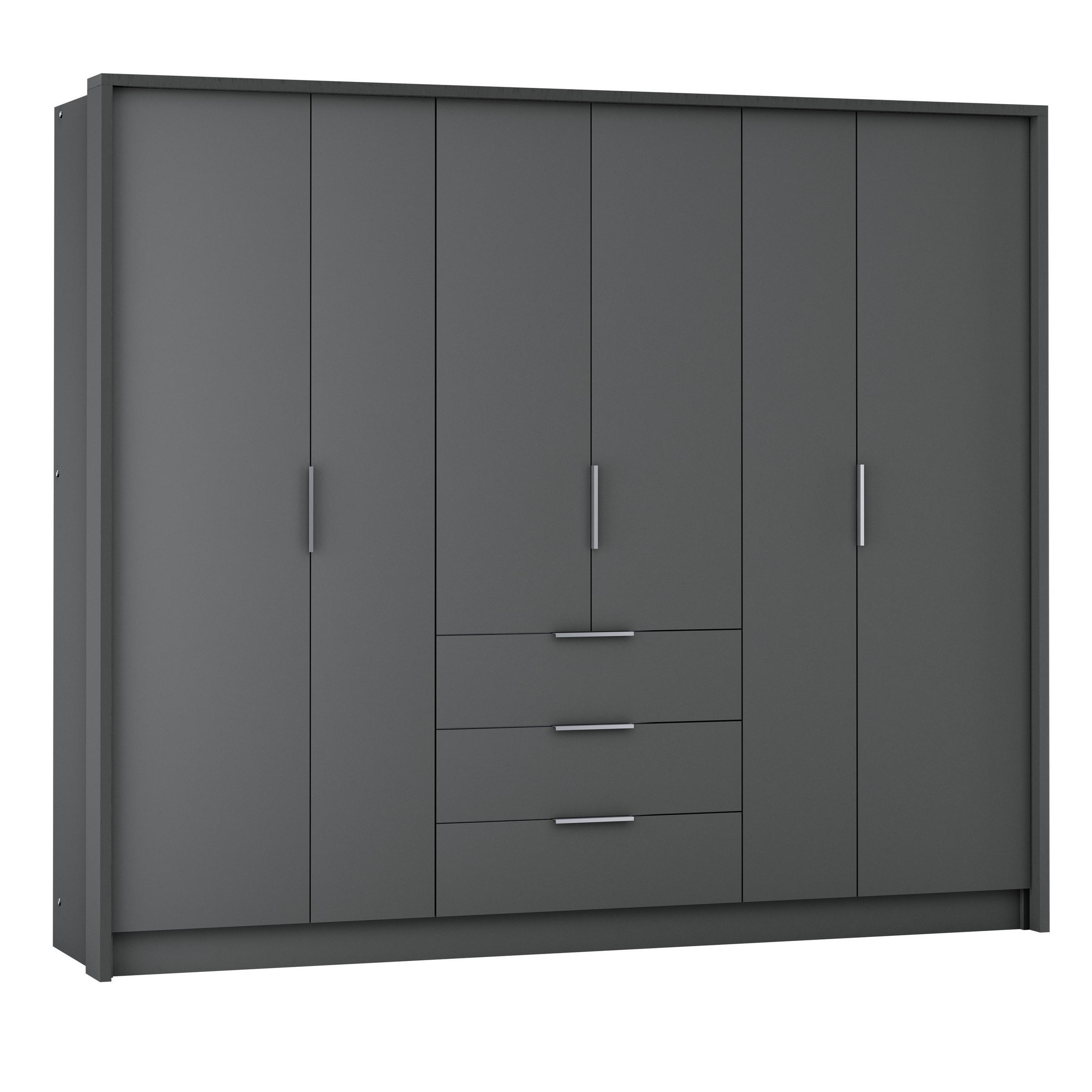 DREHTÜRENSCHRANK SHACO 255/217/65 cm 6-türig Graphitfarben - Graphitfarben, Holzwerkstoff (255/217/65cm) - MASSENO
