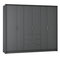 DREHTÜRENSCHRANK SHACO 255/217/65 cm 6-türig Graphitfarben - Graphitfarben, Holzwerkstoff (255/217/65cm) - MASSENO