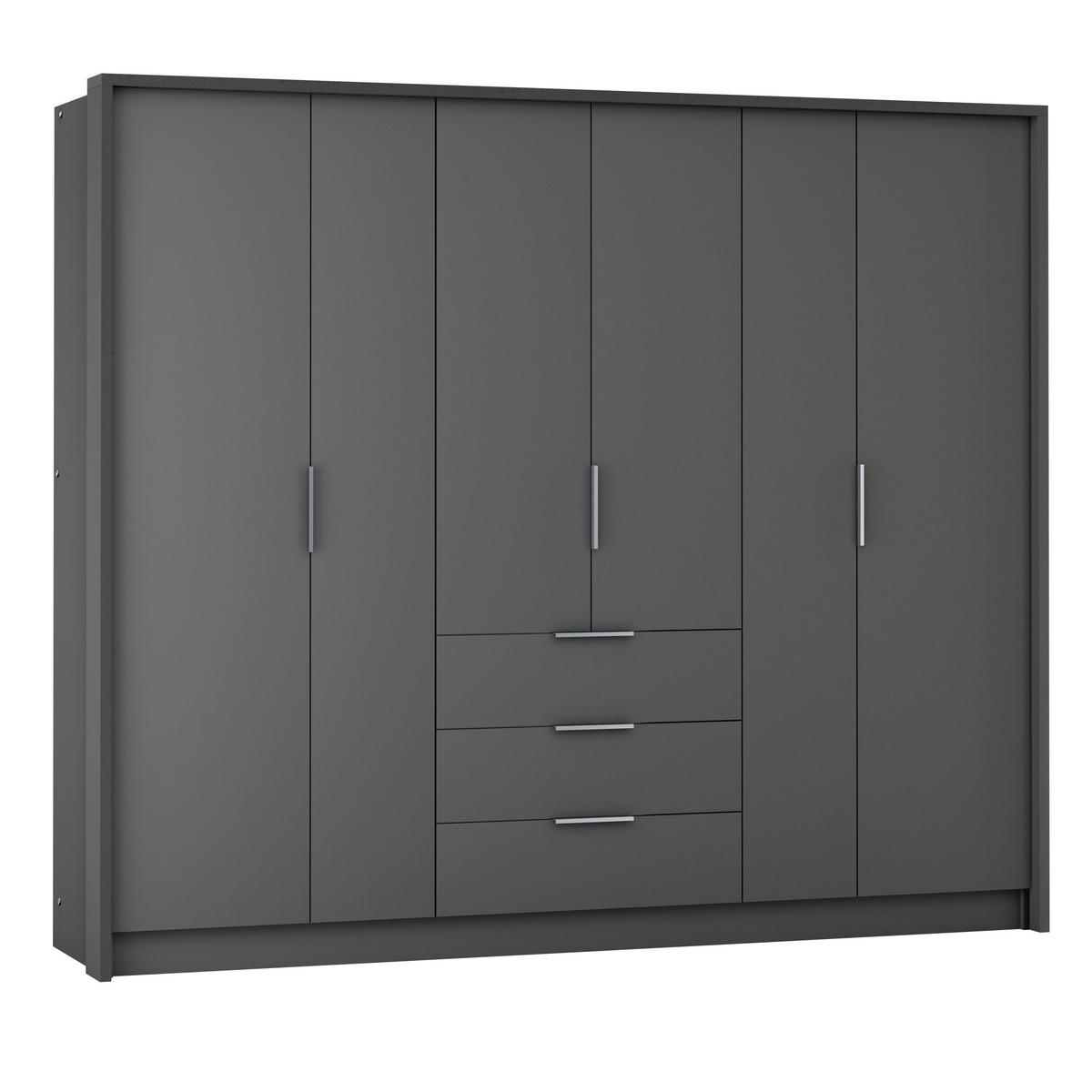 DREHTÜRENSCHRANK SHACO 255/217/65 cm 6-türig Graphitfarben - Graphitfarben, Holzwerkstoff (255/217/65cm) - MASSENO