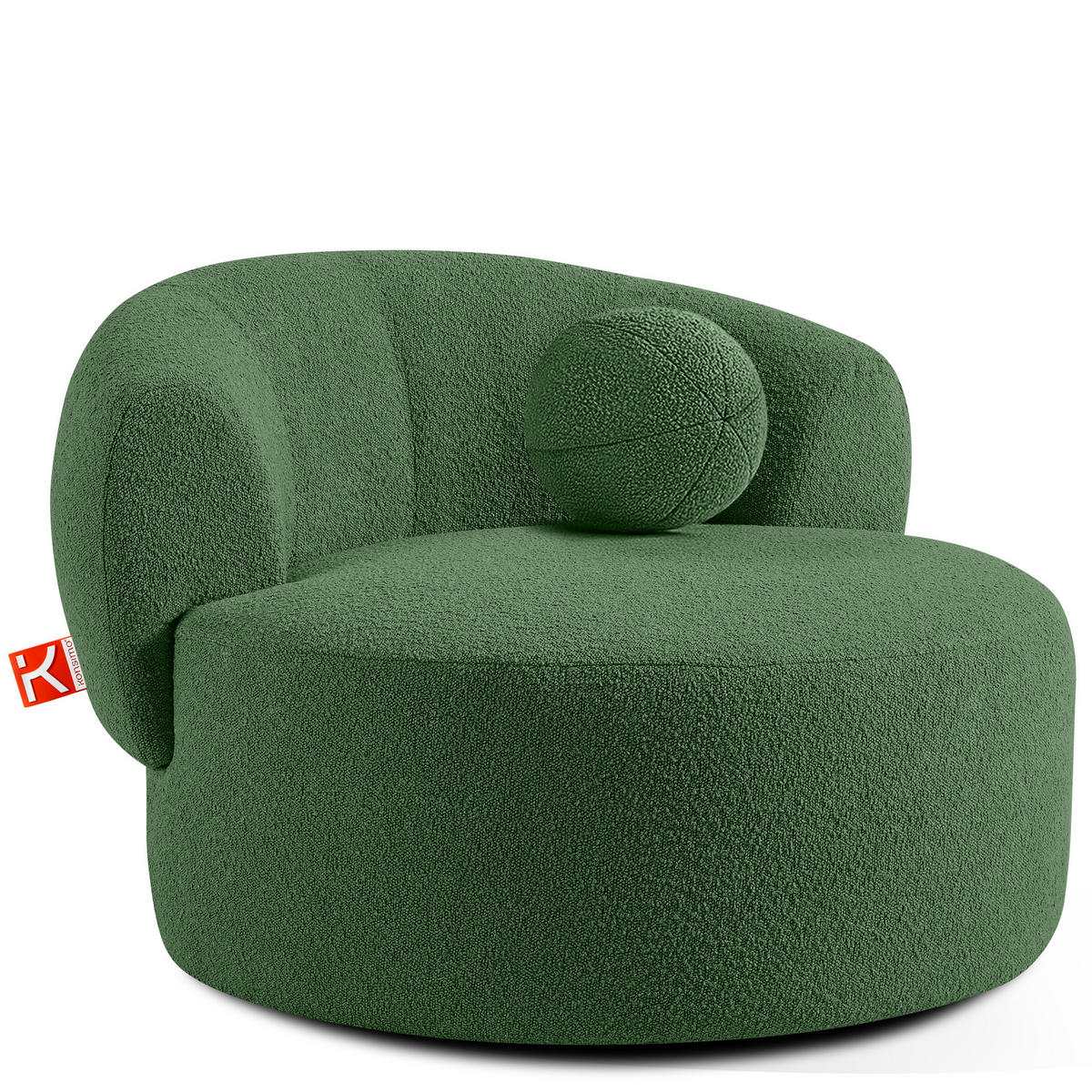 DREHSESSEL VIRA, Grün, Bouclé - Schwarz/Grün, Holz/Holzwerkstoff (105/76/100cm) - KONSIMO®