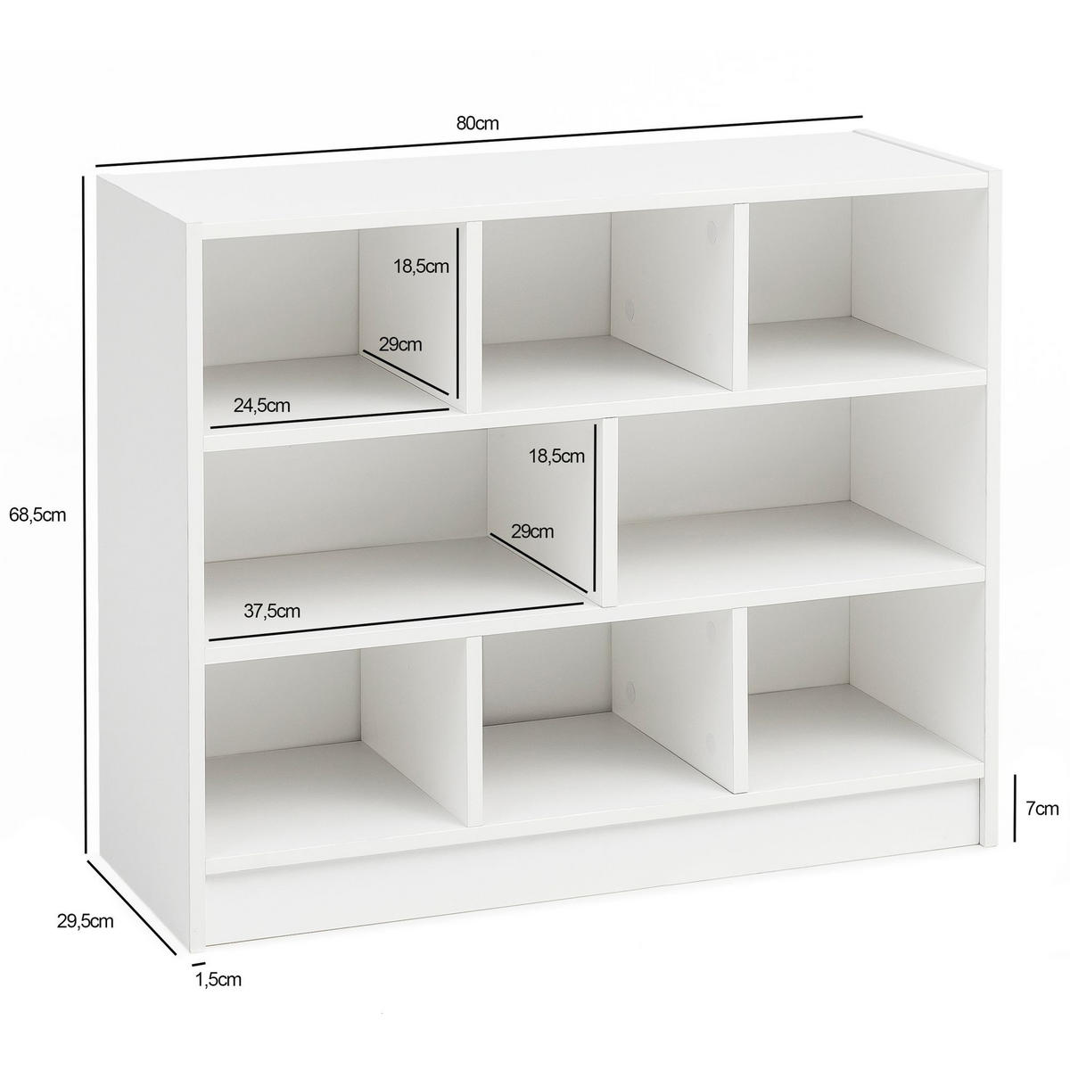 BÜCHERREGAL – Holz, melaminbeschichtet, mit Stauraum, modern - Weiß, Holz (80/69/30cm) - KADIMA DESIGN