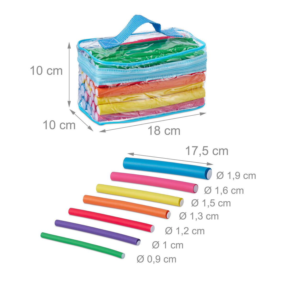 48-TLG.LOCKENWICKLER-SET - Multicolor, Kunststoff (18/10/10cm) - Relaxdays