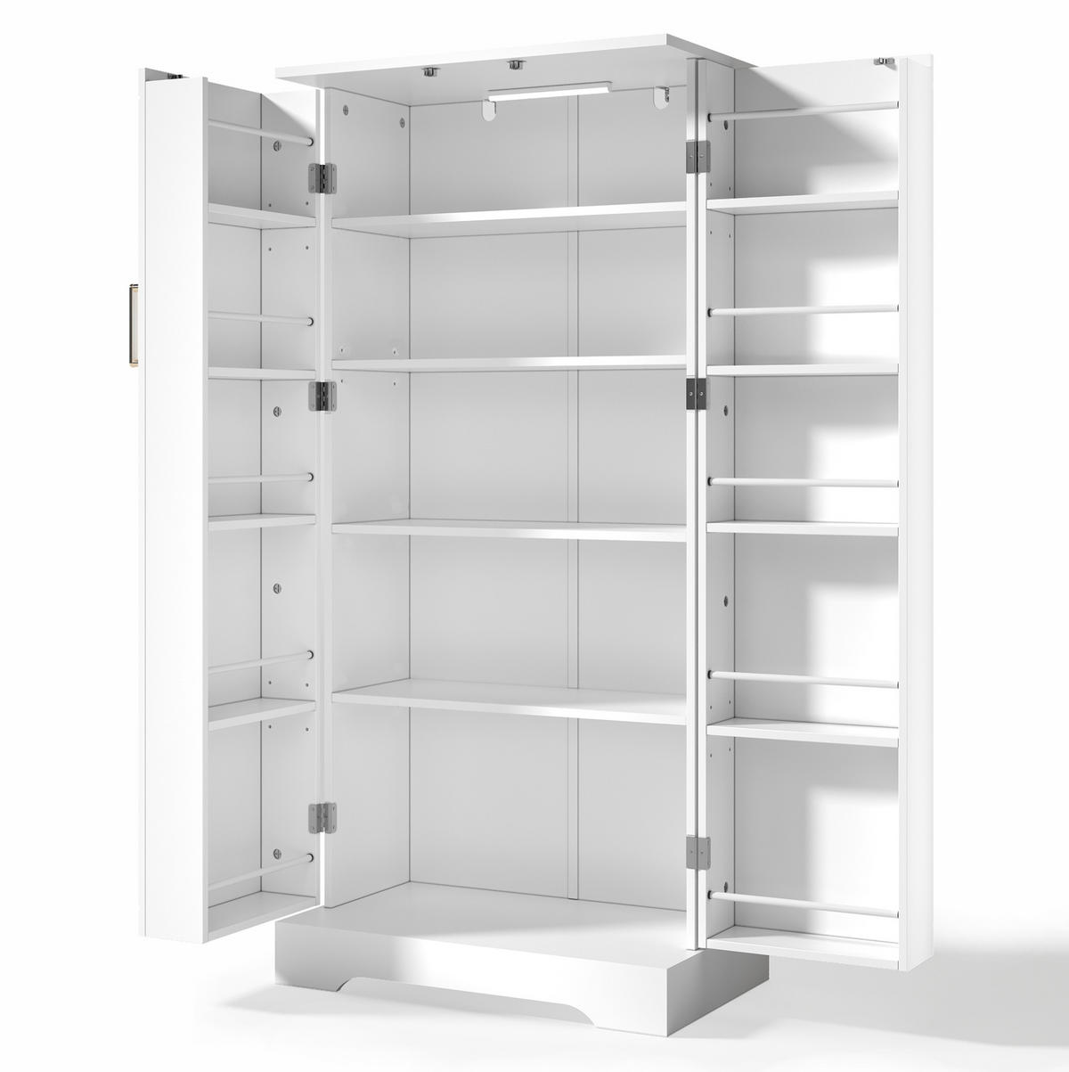 BUFFET aus MDF 60x35x128 cm Weiß mit LED-Sensorleuchte, verstellbaren Ablagen und platzsparendem Stauraum - Weiß, Holzwerkstoff (60/128/35cm) - Modfu