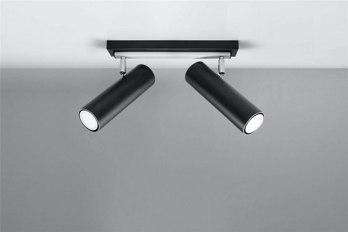DECKENLEUCHTE Stahl Schwarz mit beweglichen Spots - Schwarz, Metall (30/18/20cm) - Sollux Lighting