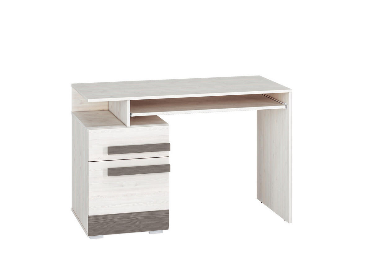 SCHREIBTISCH Blanco Pinie weiß / grau 119 / 55 / 78cm - Weiß, Holz/Holzwerkstoff (55/119/78cm) - Feldmann-Wohnen