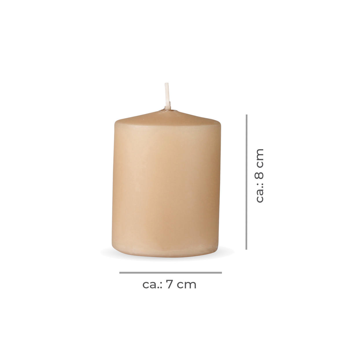 STUMPENKERZEN 4er Pack "Beige", Größe Ø7cm x Höhe: 8 cm - Beige, Naturmaterialien (7/8cm) - Bestlivings