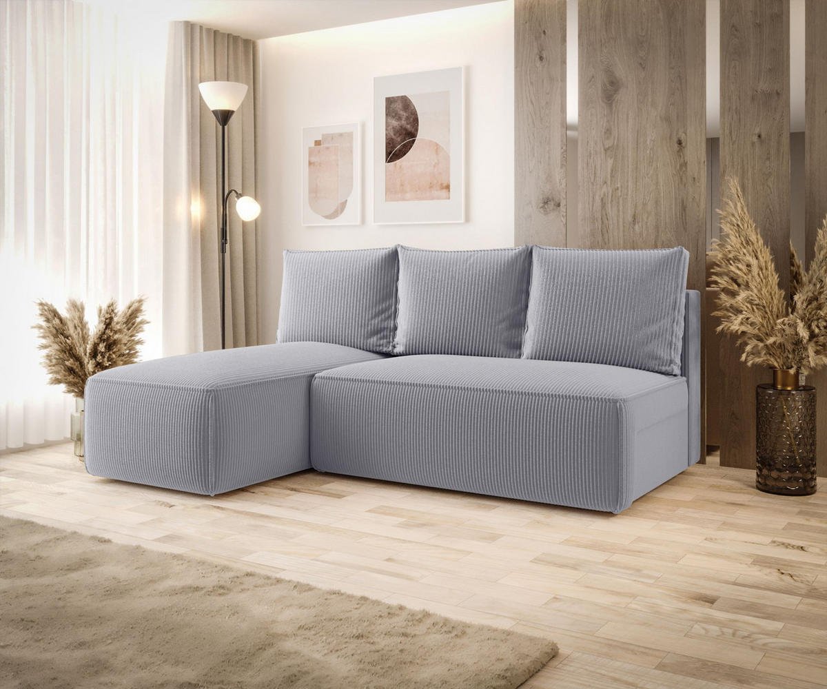 ECKSOFA mit Schlaffunktion SAVIO MINI Poso 55 Links - Grau, Textil (200/140cm) - Bedante
