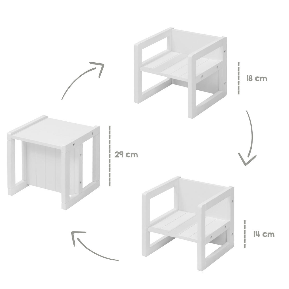 SITZHOCKER - Weiß, Holzwerkstoff (30/30/30cm) - Roba