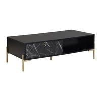 COUCHTISCH mit 2 Schubladen & 2 Ablagefächern - MDF & Metall - Marmor-Optik Schwarz & Goldfarben - CIEMILA - Schwarz, Holz (120/60/38cm) - Pascal Morabito