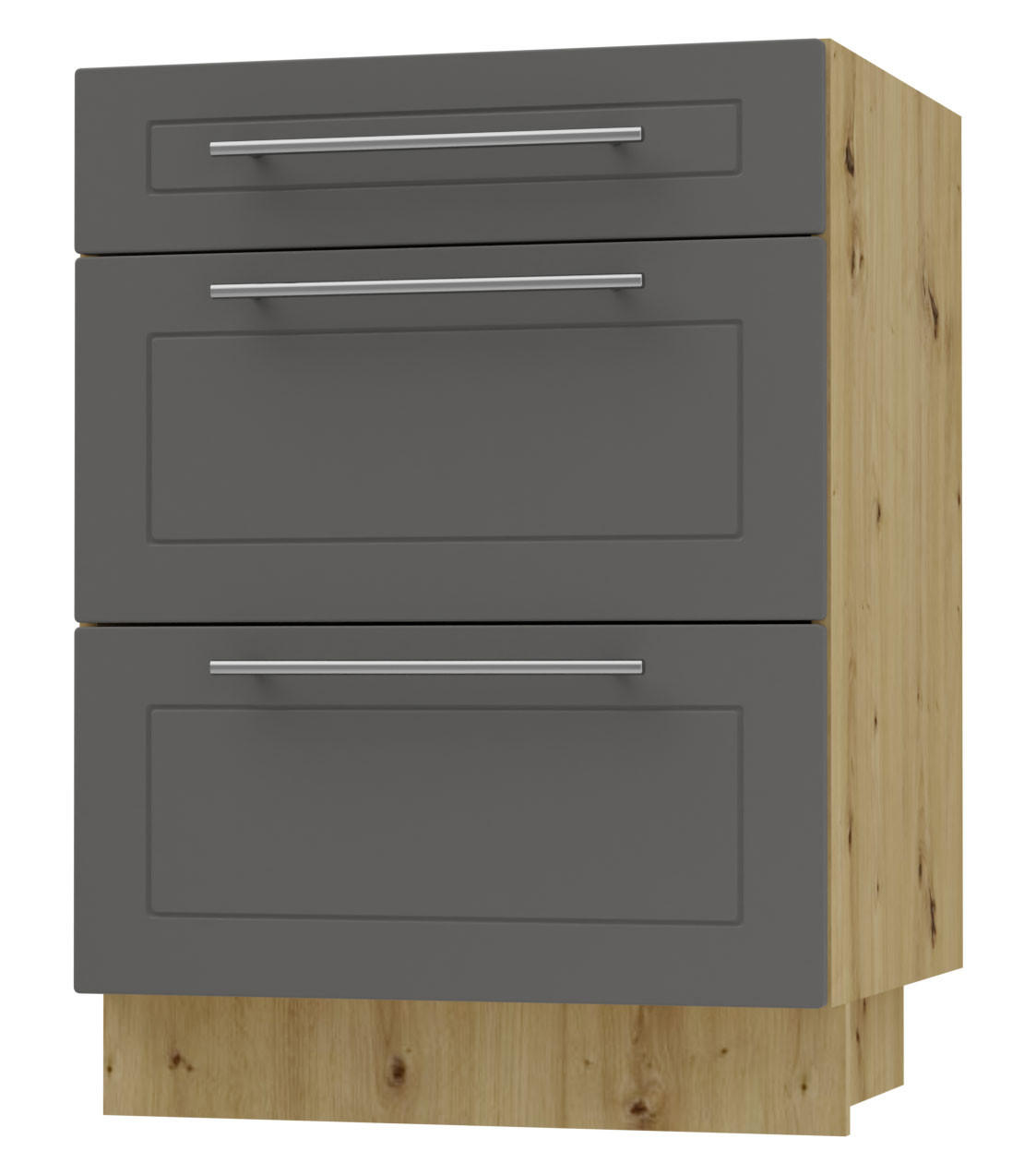SCHUBLADENUNTERSCHRANK Kvantum D3M/60 60 / 50 / 82cm - Graphitfarben/Eiche Artisan, Holz/Holzwerkstoff (60/82/50cm) - Feldmann-Wohnen