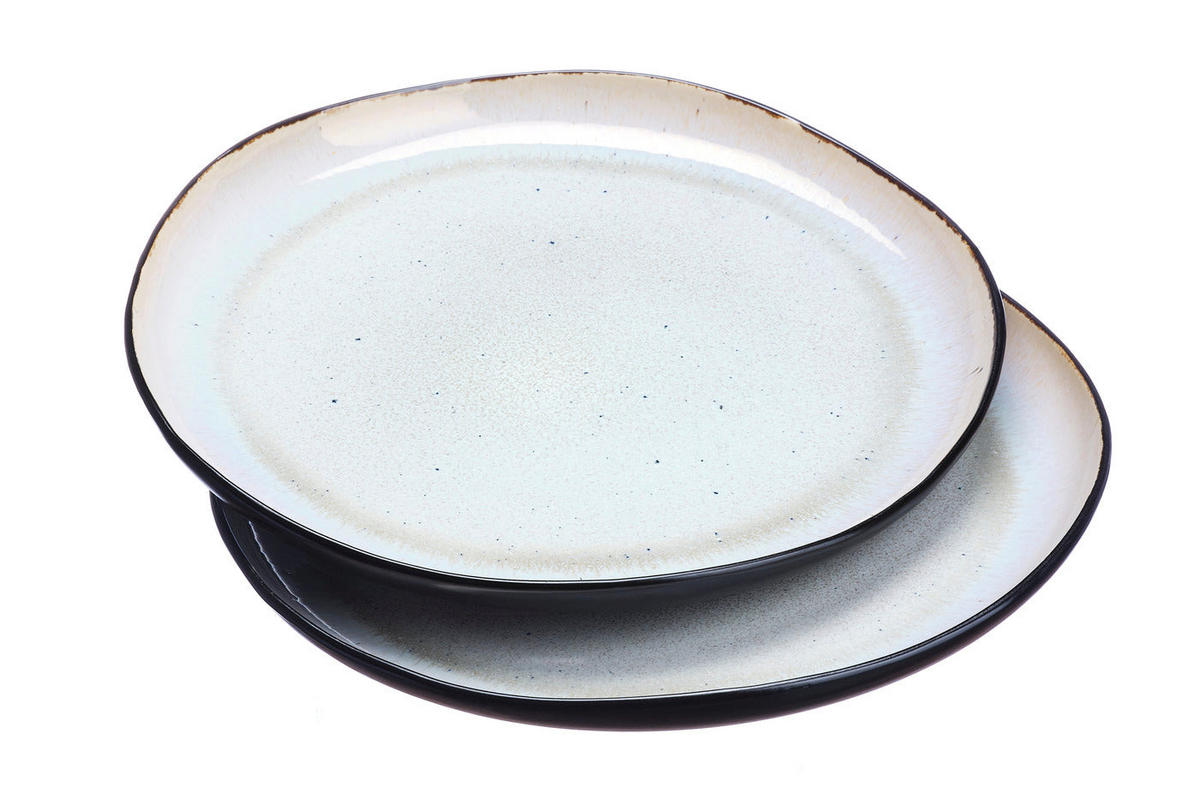 SERVIERPLATTEN Iris Ø32cm - 2er-Set - Elfenbeinweiß - Weiß, Keramik (32/3.5/32cm) - Björn