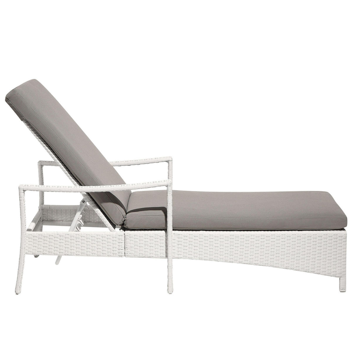 GARTENLIEGE weiß/gruau Vasto - Weiß/Grau, Kunststoff (63/96/158cm) - Beliani