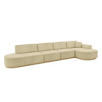 ECKSOFA Ottomane Rechts MARI-L3-v2 - 413x171x83 cm Beige Velours - Beige, Holzwerkstoff/Textil (171/413cm) - ALTDECOR