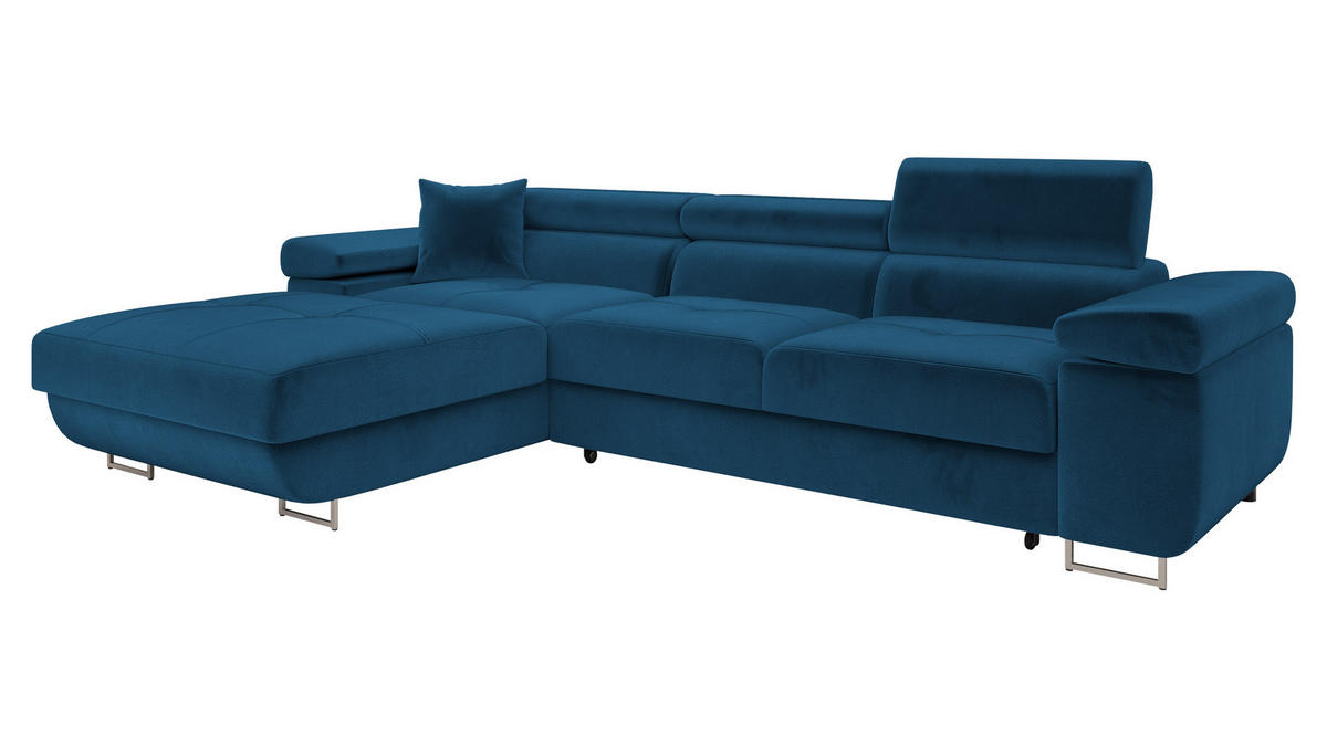 ECKSOFA Torezio Mini, Seite: Links - Blau, Holz/Textil (280/170cm) - MIRJAN24